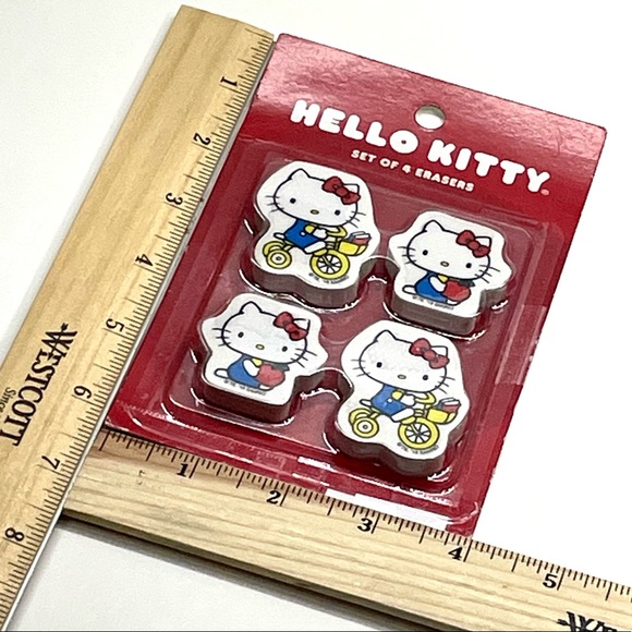 Hello Kitty Sanrio Kids Set Of 4 Erasers For School Home Classroom New - Picture 9 of 10